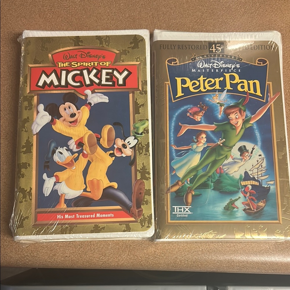 Disney VHS Lot - Gold, Blue, Red Covers (The Spirit of Mickey & Peter Pan)